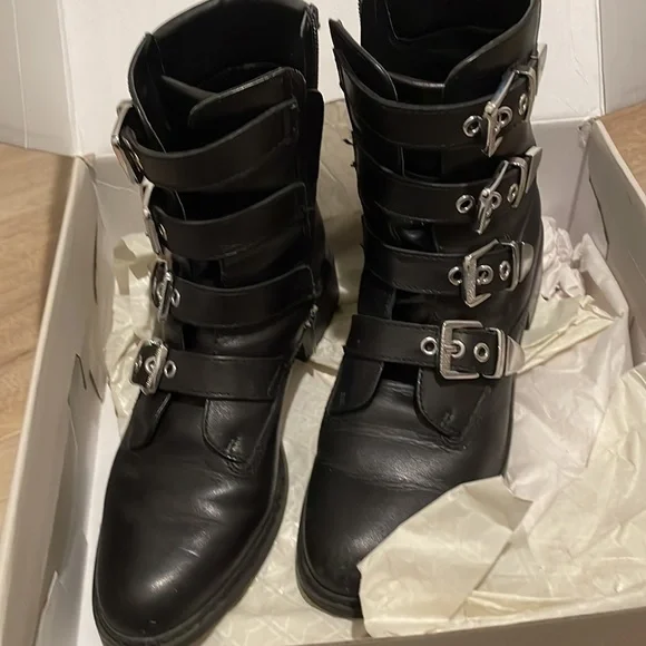 Marc Fisher LTD Diante Leather Buckle Boots - Picture 2 of 16